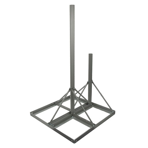 Non-Penetrating Flat Roof Mount 60-inch Mast and 34-inch Extra Pole, 2-pole  Version, Galvanized Steel with Powder Coating